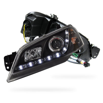 Ford Falcon BA / BF Sedan / Ute Non XR (2002 - 2006) Black LED DRL Style Headlights LH + RH