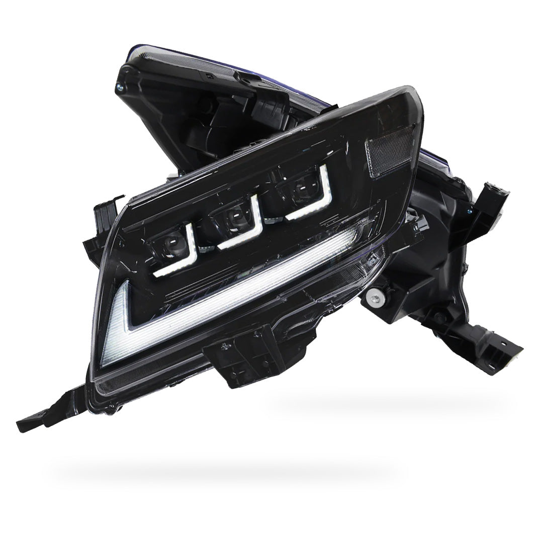Toyota HiLux Vigo (2011 - 2015) Black Full LED Triple Projector Lens Headlights LH + RH