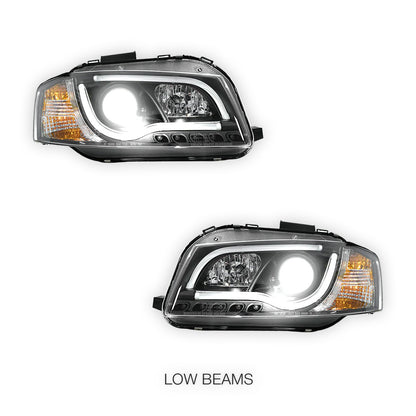 Audi A3 8P Pre Facelift (2003 - 2008) Black Day Time 3D LED DRL Projector Headlights LH + RH