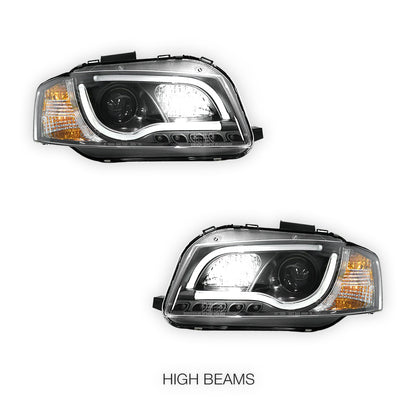 Audi A3 8P Pre Facelift (2003 - 2008) Black Day Time 3D LED DRL Projector Headlights LH + RH