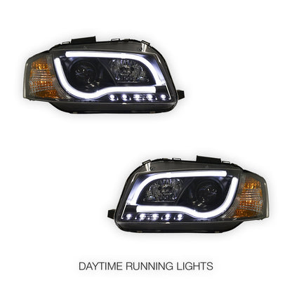Audi A4 B5 (1995 - 1998) Black Day Time LED DRL Projector Headlights LH + RH