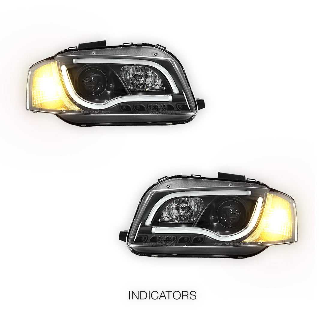 Audi A4 B5 (1995 - 1998) Black Day Time LED DRL Projector Headlights LH + RH