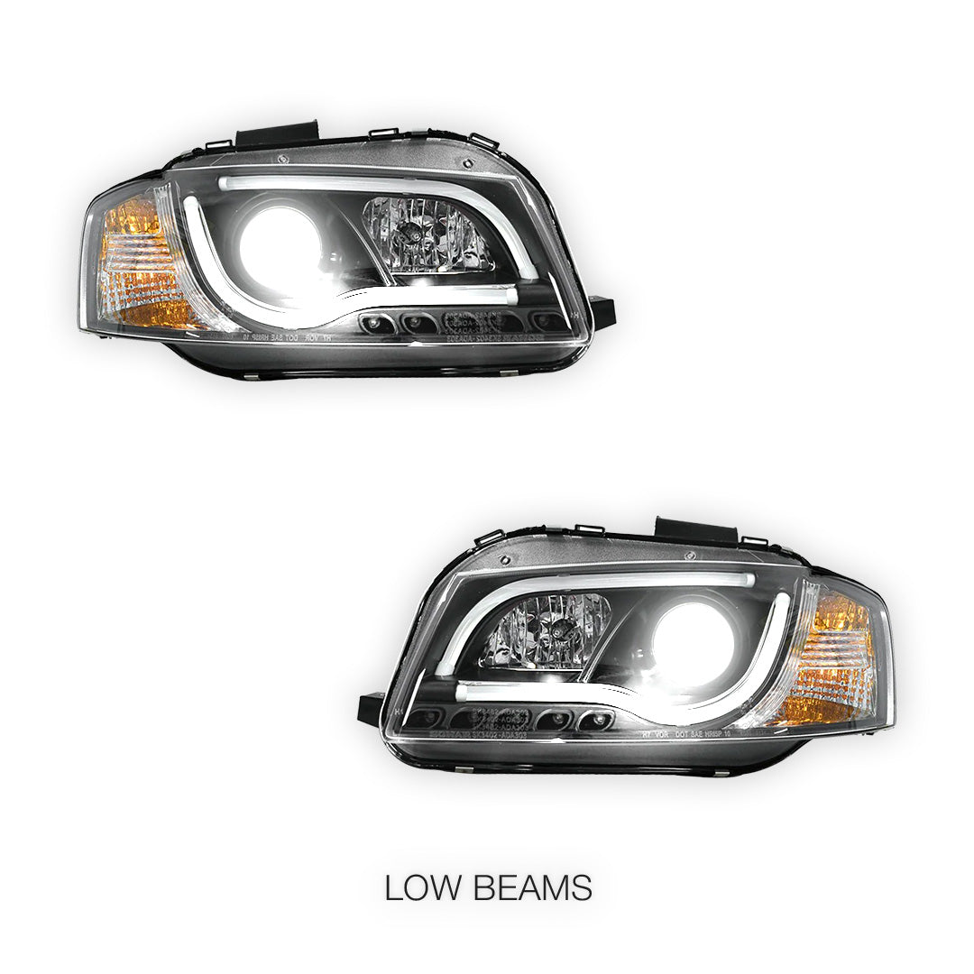 Audi A4 B5 (1995 - 1998) Black Day Time LED DRL Projector Headlights LH + RH