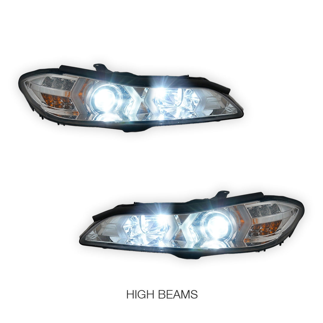 Nissan Silvia S15 (1999 - 2001) Crystal Clear LED 3D DRL Stripe Bar Projector With LED Indicators Headlights LH + RH