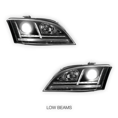 Audi TT 8J (2006 - 2014) HID Xenon Model Black 3D DRL LED Projector With Sequential Indicator Headlights LH + RH