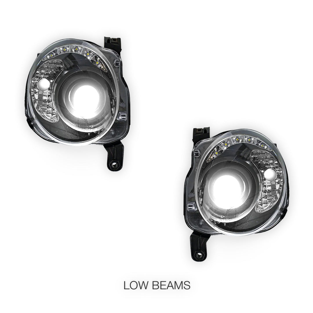 Fiat 500 / 500C (2008 - 2013) Black DRL Dual Beam Projector Headlights LH + RH