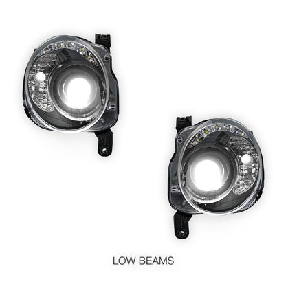Fiat 500 / 500C (2008 - 2013) Black DRL Dual Beam Projector Headlights LH + RH