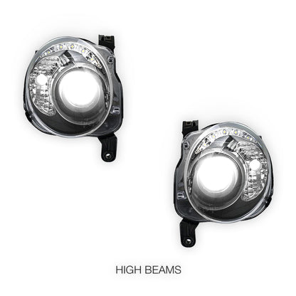 Fiat 500 / 500C (2008 - 2013) Black DRL Dual Beam Projector Headlights LH + RH