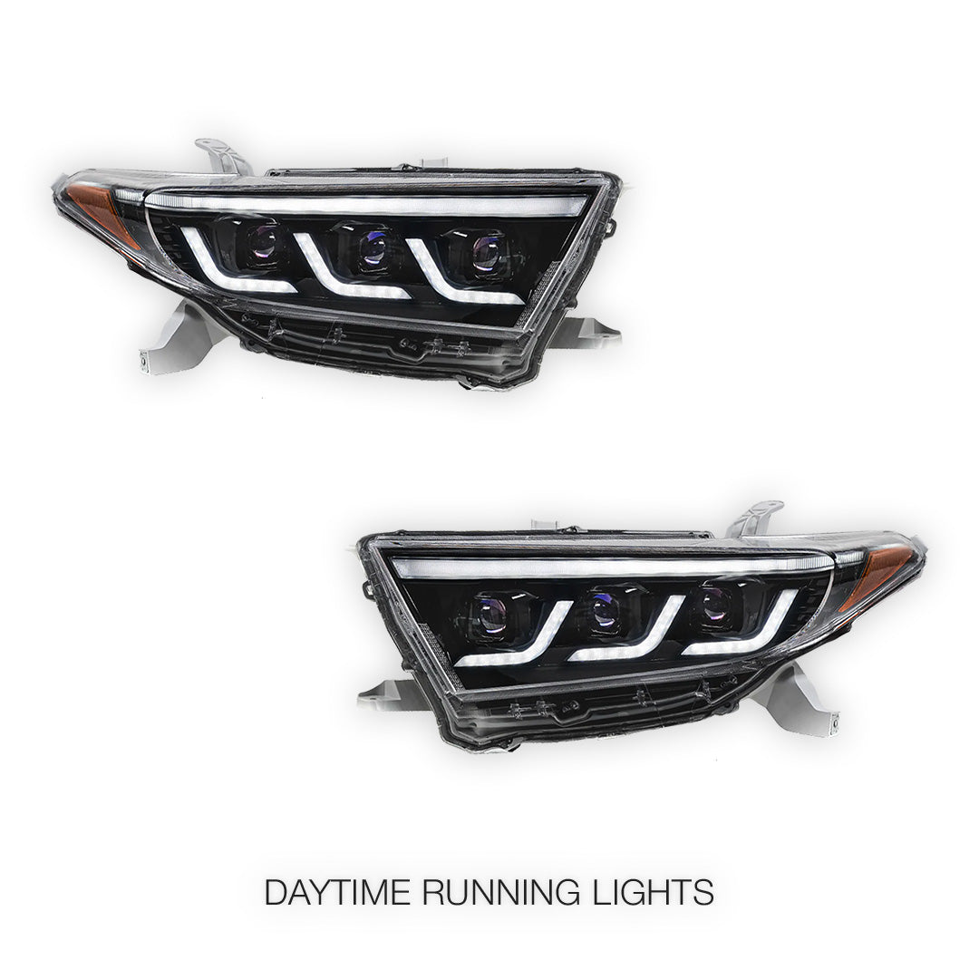 Toyota Highlander / Kluger XU40 (2011 - 2013) Sequential Black Full LED DRL Headlights LH + RH