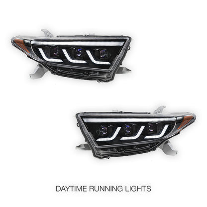 Toyota Highlander / Kluger XU40 (2011 - 2013) Sequential Black Full LED DRL Headlights LH + RH