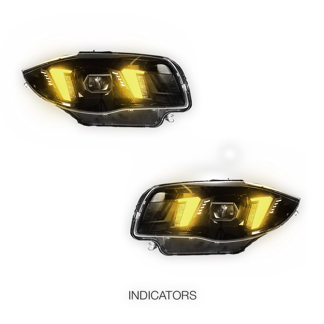 BMW 1 Series E81 / E87 / E82 / E88 / 1M (2004 - 2013) Black Full LED Headlights LH + RH