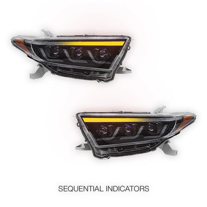 Toyota Highlander / Kluger XU40 (2011 - 2013) Sequential Black Full LED DRL Headlights LH + RH