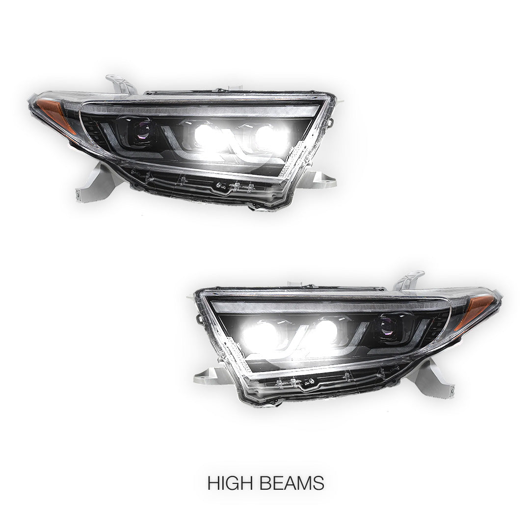 Toyota Highlander / Kluger XU40 (2011 - 2013) Sequential Black Full LED DRL Headlights LH + RH