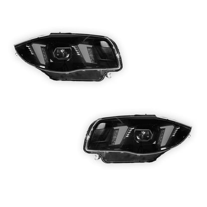 BMW 1 Series E81 / E87 / E82 / E88 / 1M (2004 - 2013) Black Full LED Headlights LH + RH