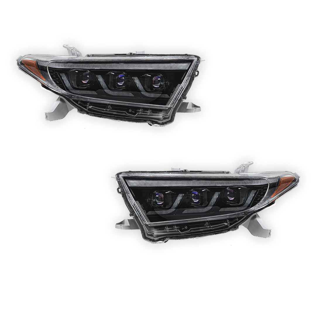 Toyota Highlander / Kluger XU40 (2011 - 2013) Sequential Black Full LED DRL Headlights LH + RH