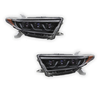 Toyota Highlander / Kluger XU40 (2011 - 2013) Sequential Black Full LED DRL Headlights LH + RH