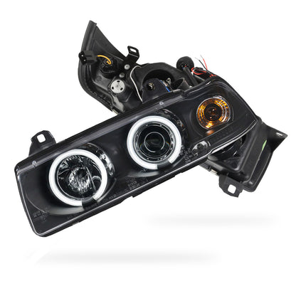 BMW 3 Series E36 Sedan / Wagon (1991 - 1997) Black CCFL Angel Eyes Projector Headlights LH + RH