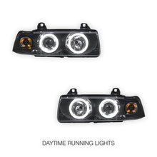 BMW 3 Series E36 Sedan / Wagon (1991 - 1997) Black CCFL Angel Eyes Projector Headlights LH + RH
