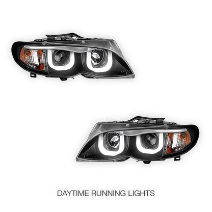 BMW 3 Series E46 Sedan / Wagon (2002 - 2005) Black Vision Projector Headlights LH + RH