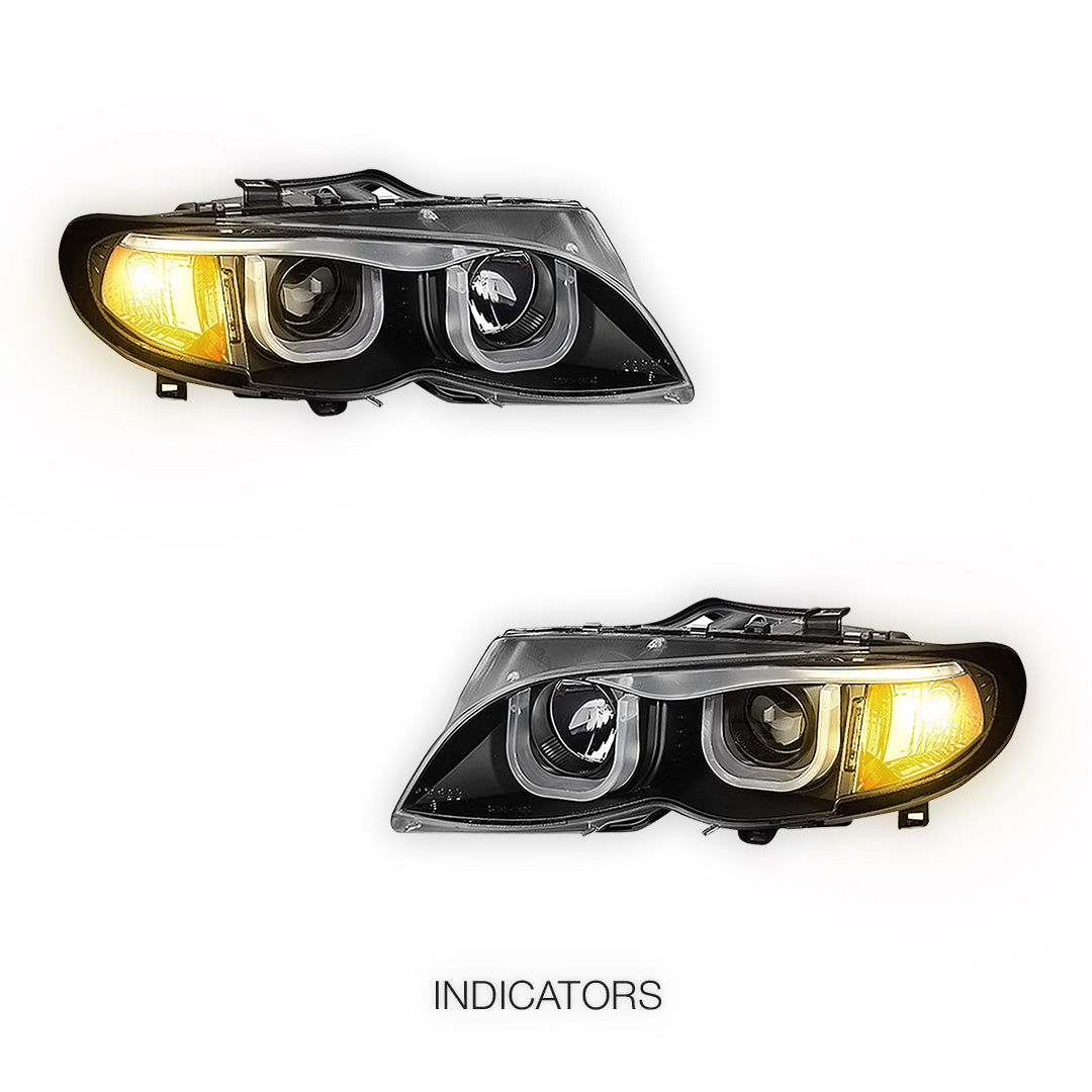 BMW 3 Series E46 Sedan / Wagon (2002 - 2005) Black Vision Projector Headlights LH + RH
