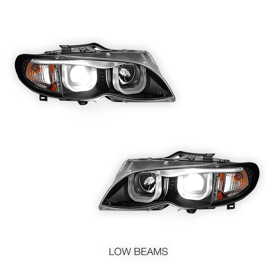 BMW 3 Series E46 Sedan / Wagon (2002 - 2005) Black Vision Projector Headlights LH + RH