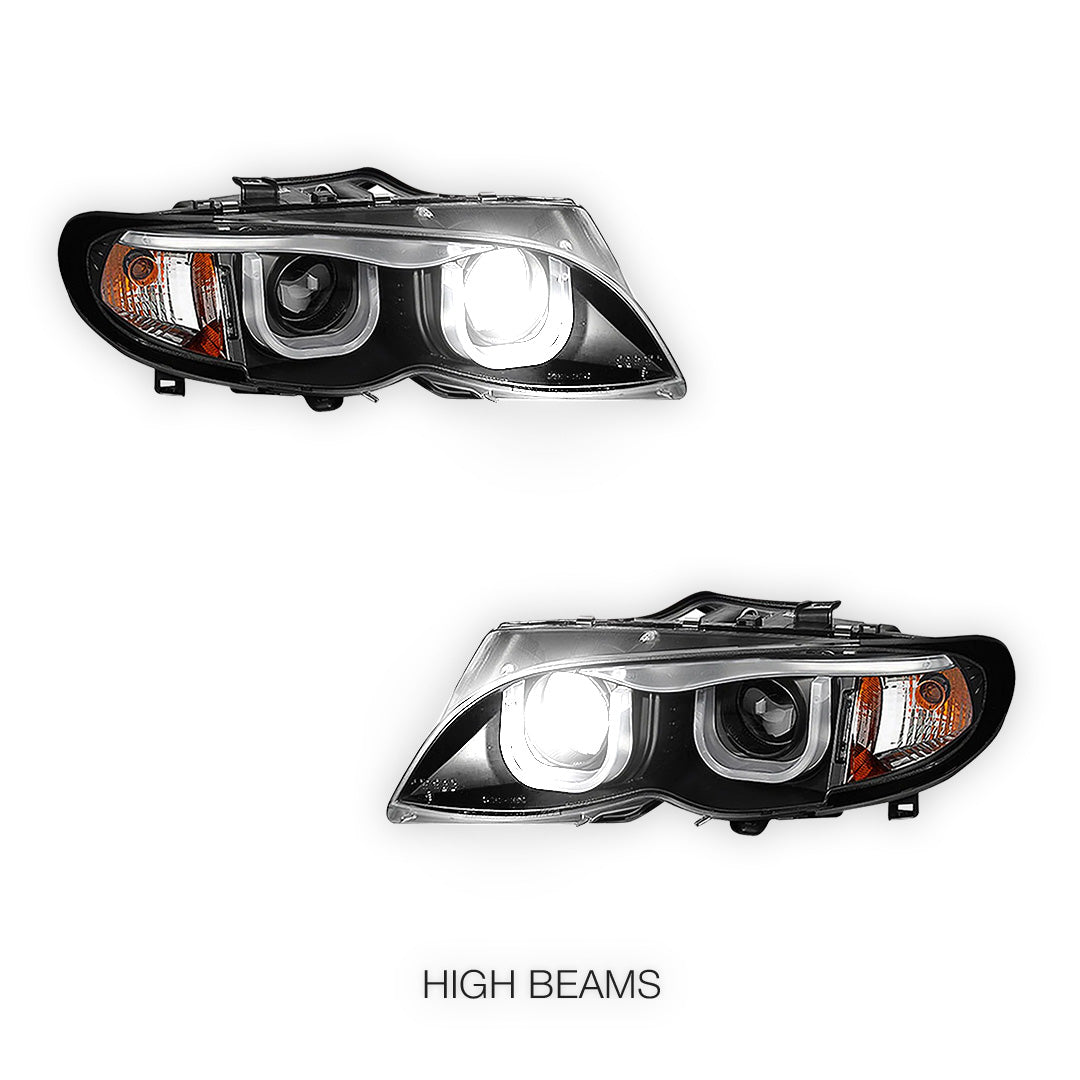 BMW 3 Series E46 Sedan / Wagon (2002 - 2005) Black Vision Projector Headlights LH + RH