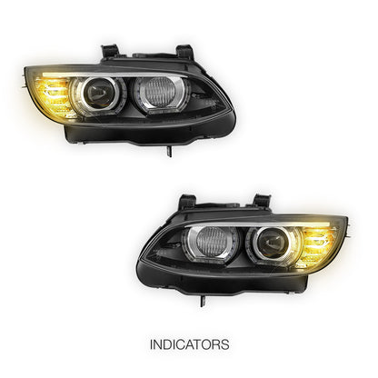 BMW 3 Series E90 / E92 / E93 Pre-LCI / M3 (2006 - 2009) M4 Style LED DRL Projector Headlights LH + RH