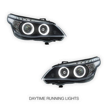 BMW 5 Series E60 / E61 (2003 - 2007) Black 3D LED Angel Eyes Projector With LED Indicators Headlights LH + RH
