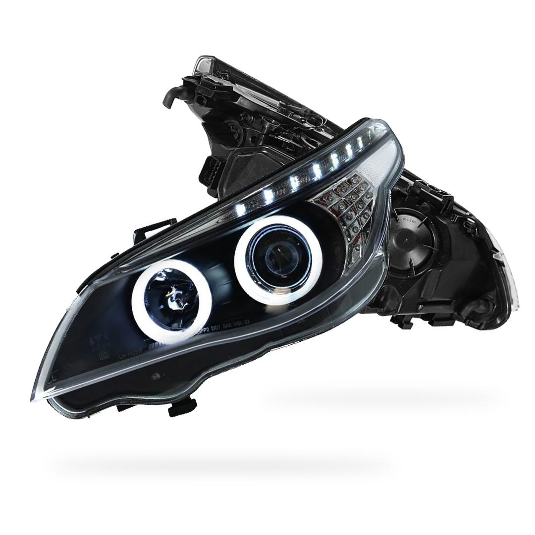 BMW X5 E53 Pre-LCI (2000 - 2003) Black CCFL Angel Eyes Projector Headlights LH + RH