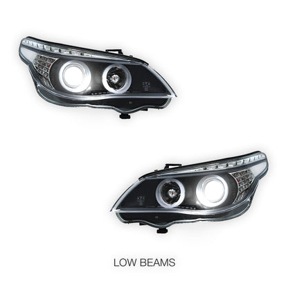 BMW X5 E53 Pre-LCI (2000 - 2003) Black CCFL Angel Eyes Projector Headlights LH + RH