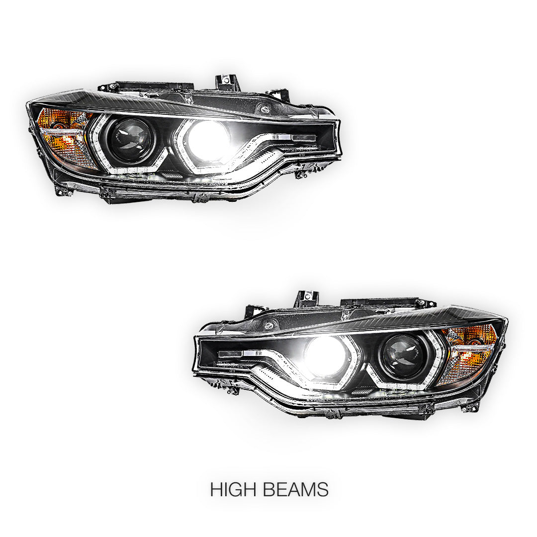BMW 3 Series F30 / F31 (2012 - 2015) M3 Style Real LED DRL Projector Headlights LH + RH