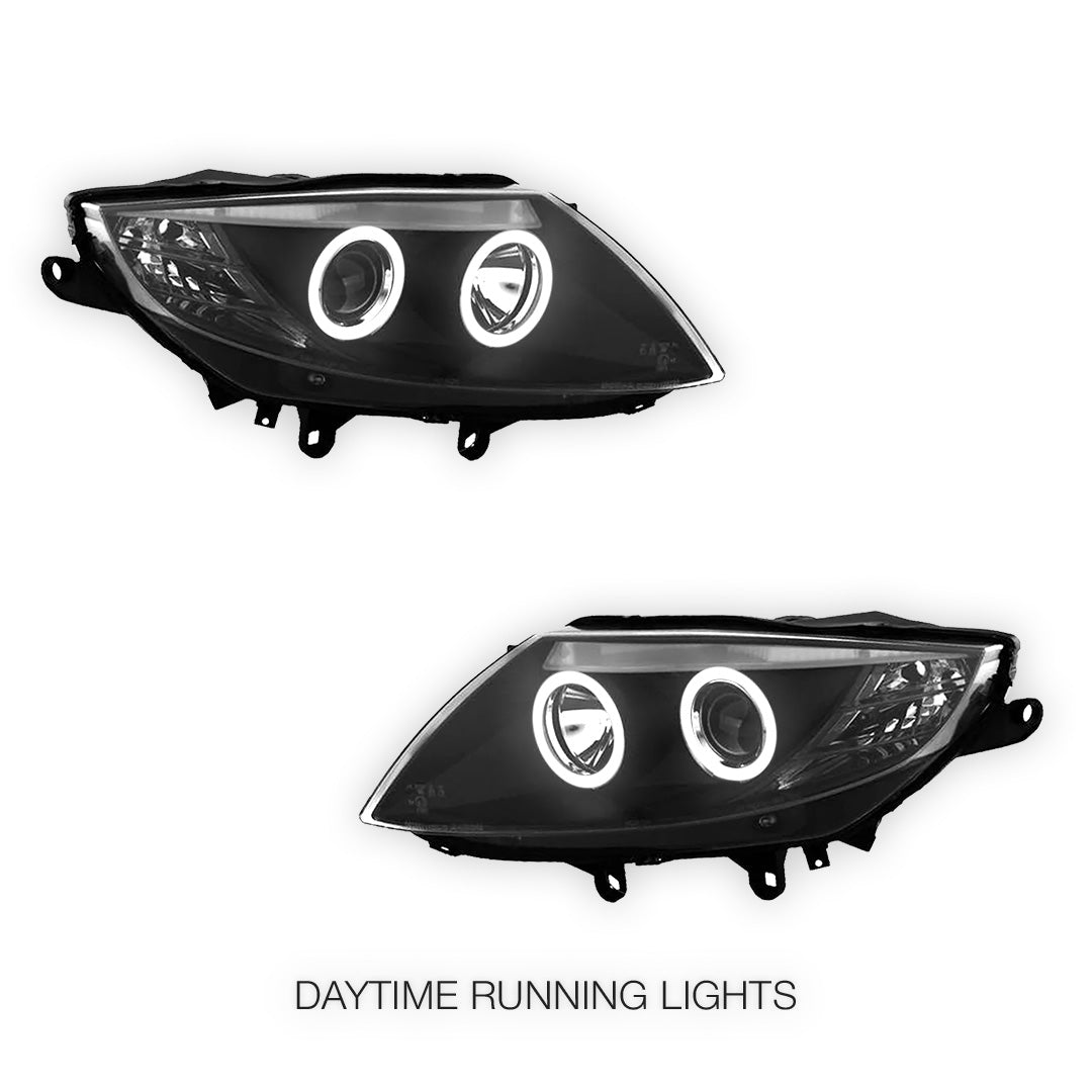 BMW Z4 E85 / E86 (2003 - 2008) Black CCFL Angel Eyes Projector Headlights LH + RH