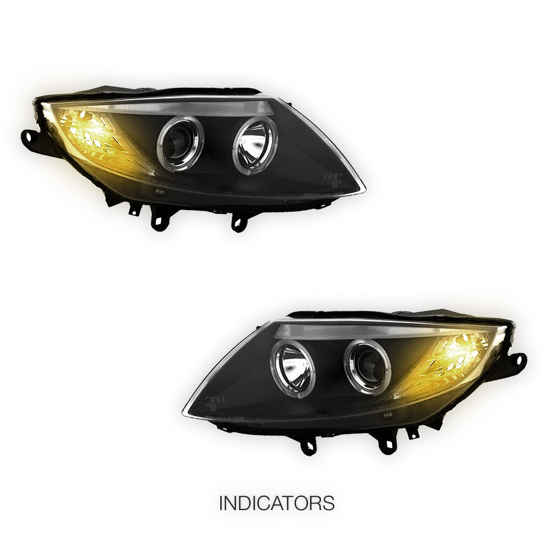 BMW Z4 E85 / E86 (2003 - 2008) Black CCFL Angel Eyes Projector Headlights LH + RH