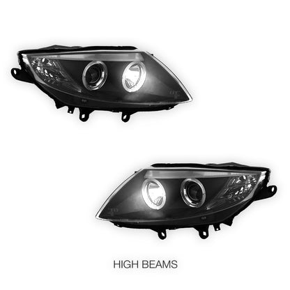 BMW Z4 E85 / E86 (2003 - 2008) Black CCFL Angel Eyes Projector Headlights LH + RH