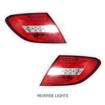 Mercedes-Benz C-Class W204 (2007 - 2010) Sequential Clear Red Full LED Tail Lights LH + RH