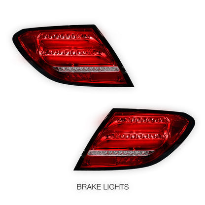Mercedes-Benz C-Class W204 (2007 - 2011) Sequential Smoked Full LED Tail Lights LH + RH