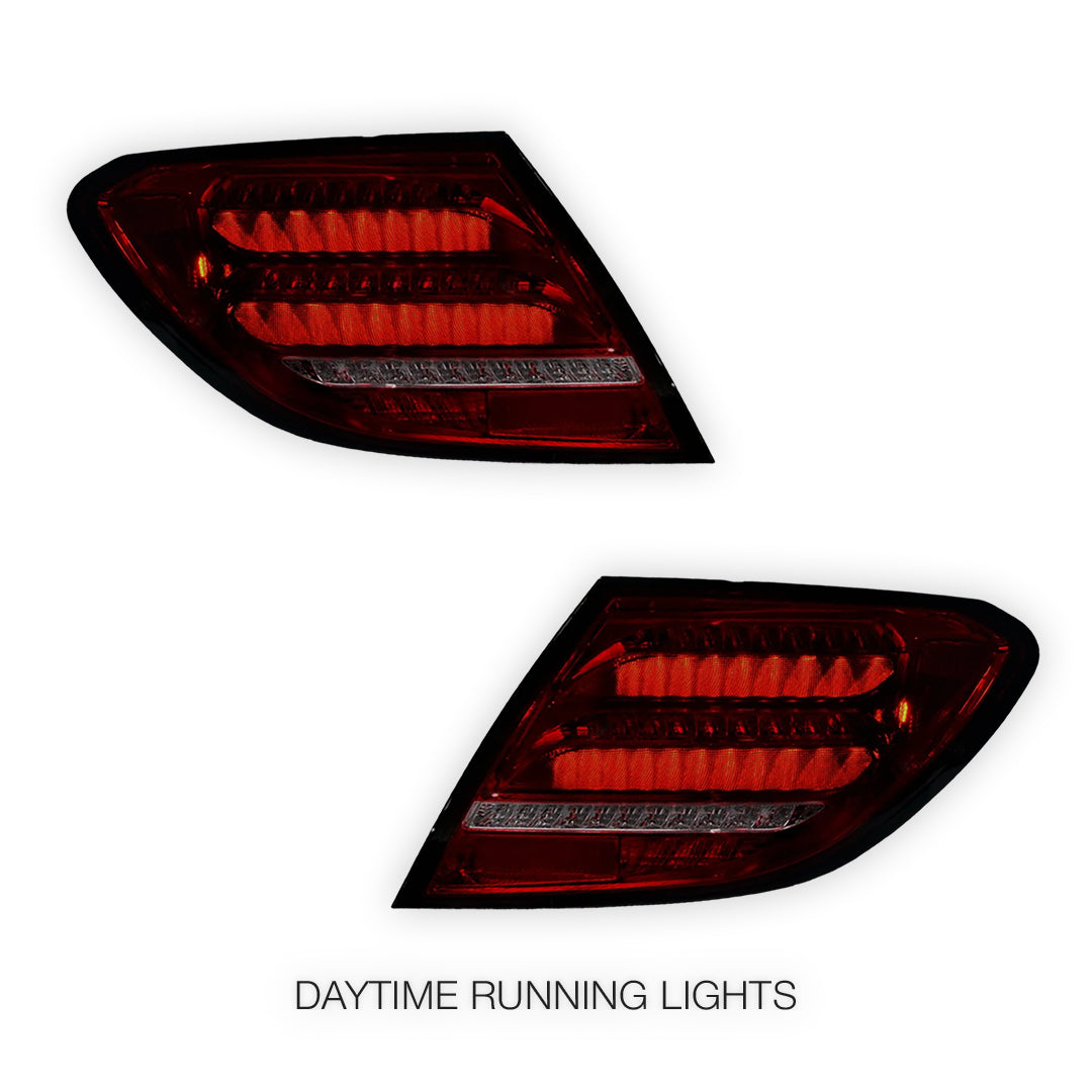 Mercedes-Benz C-Class W204 (2007 - 2011) Sequential Smoked Full LED Tail Lights LH + RH