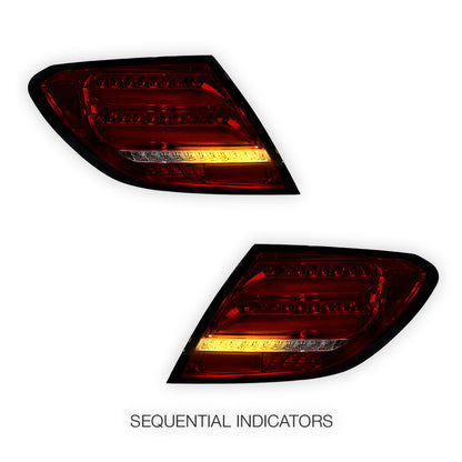 Mercedes-Benz C-Class W204 (2007 - 2011) Sequential Smoked Full LED Tail Lights LH + RH