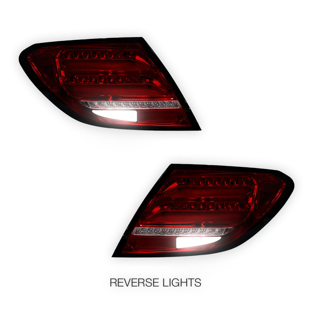 Mercedes-Benz C-Class W204 (2007 - 2011) Sequential Smoked Full LED Tail Lights LH + RH