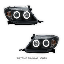 Toyota HiLux SR5 (2005 - 2010) Dual CCFL Halo Rings & LED Park Lights Clear Headlights LH + RH
