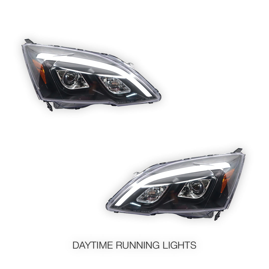 Honda CR-V RE (2007 - 2012) 3D LED DRL Projector Black Housing Headlights LH + RH