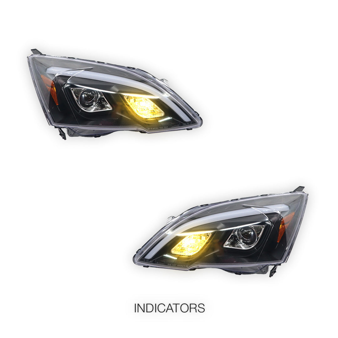 Honda CR-V RE (2007 - 2012) 3D LED DRL Projector Black Housing Headlights LH + RH