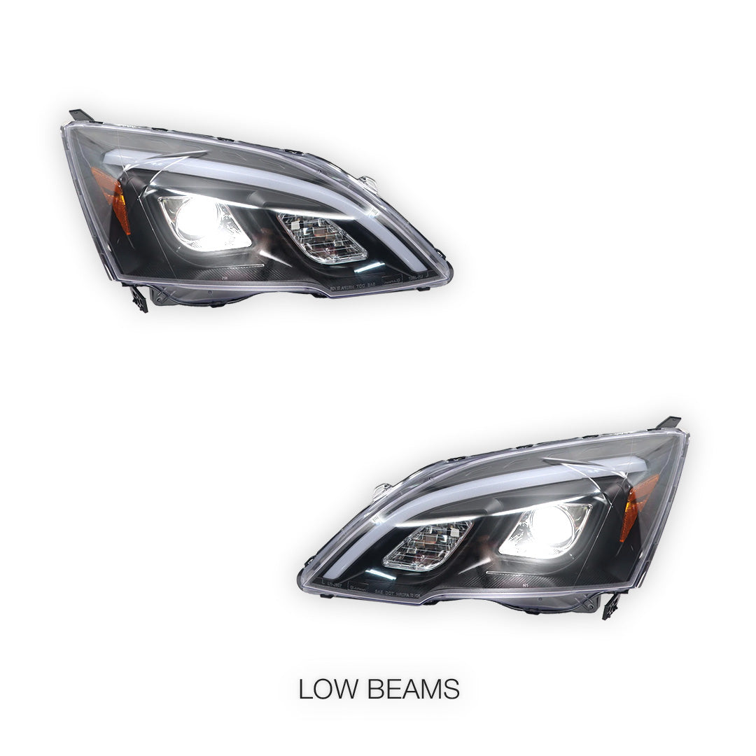 Honda CR-V RE (2007 - 2012) 3D LED DRL Projector Black Housing Headlights LH + RH