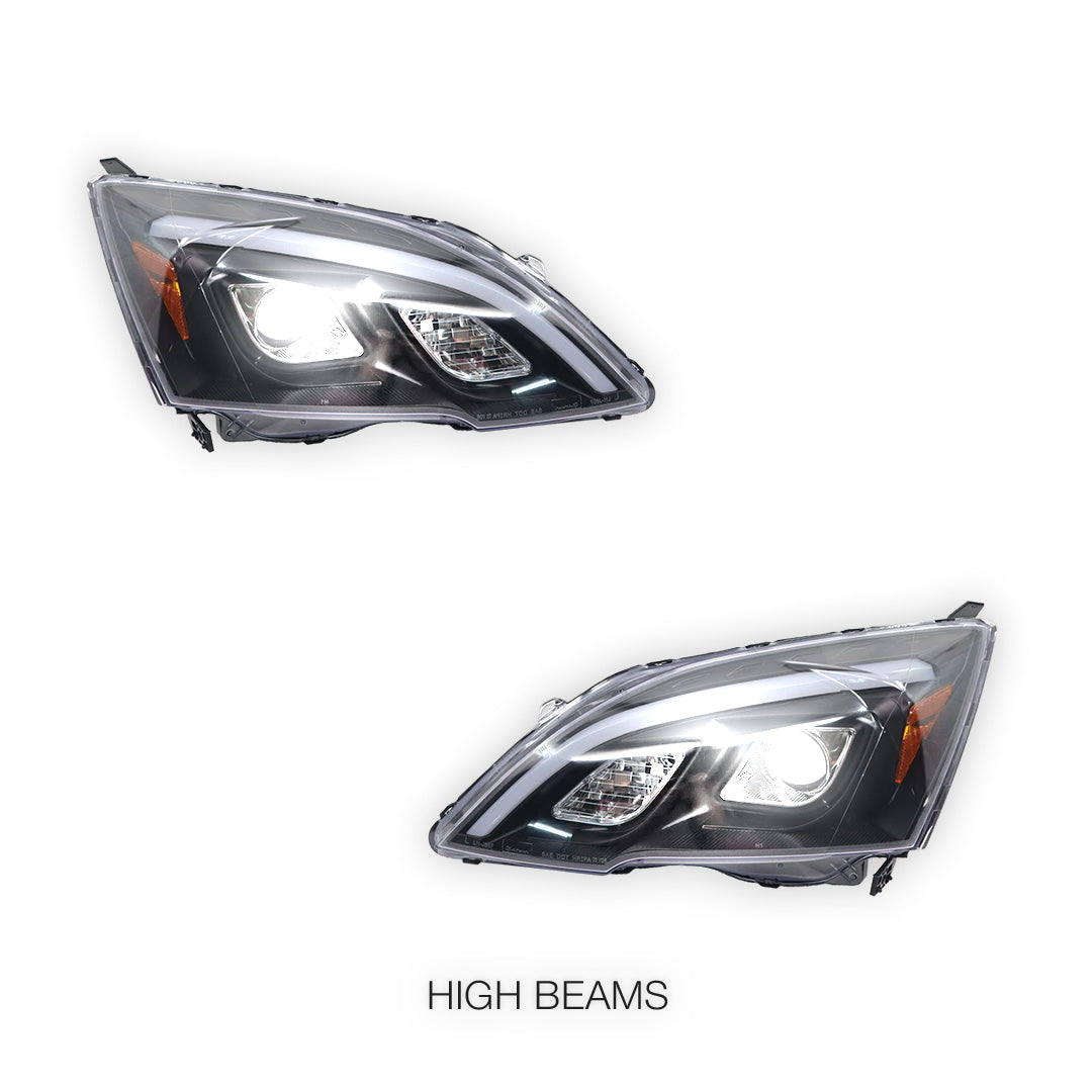 Honda CR-V RE (2007 - 2012) 3D LED DRL Projector Black Housing Headlights LH + RH
