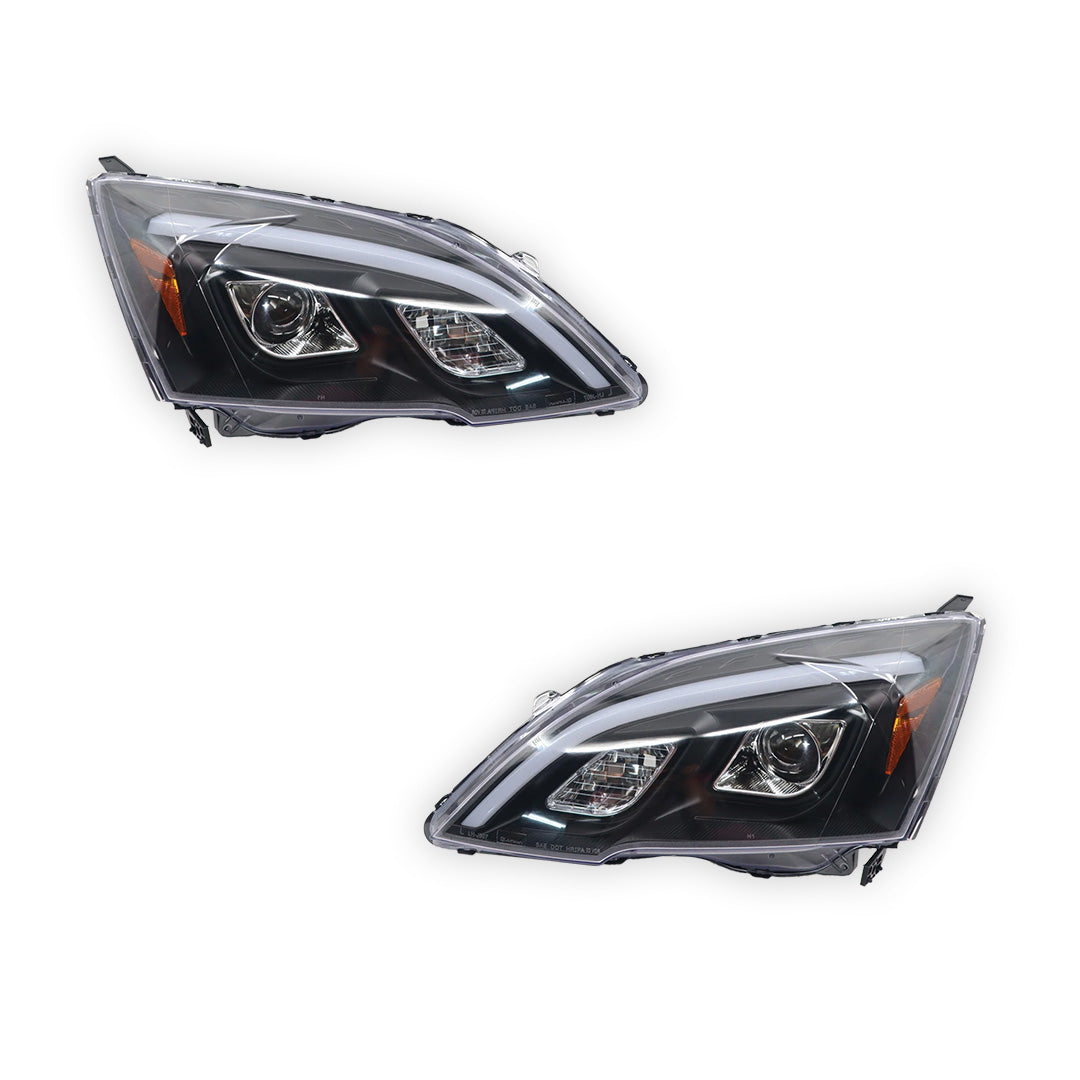 Honda CR-V RE (2007 - 2012) 3D LED DRL Projector Black Housing Headlights LH + RH