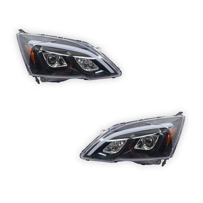 Honda CR-V RE (2007 - 2012) 3D LED DRL Projector Black Housing Headlights LH + RH