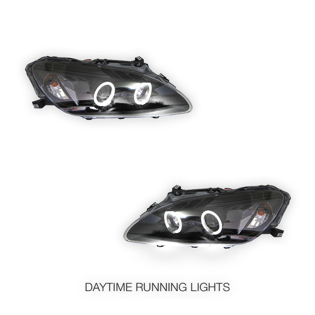 Honda S2000 AP2 (2004 - 2009) Black Angel Eyes Projector Headlights LH + RH