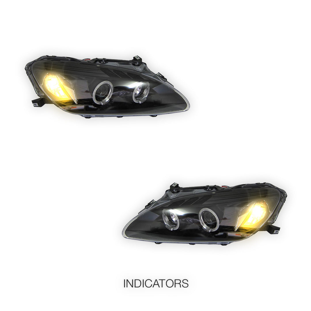 Honda S2000 AP2 (2004 - 2009) Black Angel Eyes Projector Headlights LH + RH