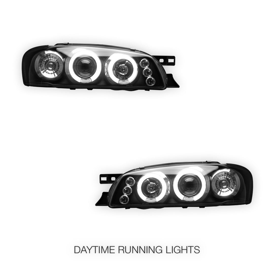 Subaru Impreza WRX GC8 / GF8 (1992 - 2000) Black Angel Eyes Projector Headlights LH + RH