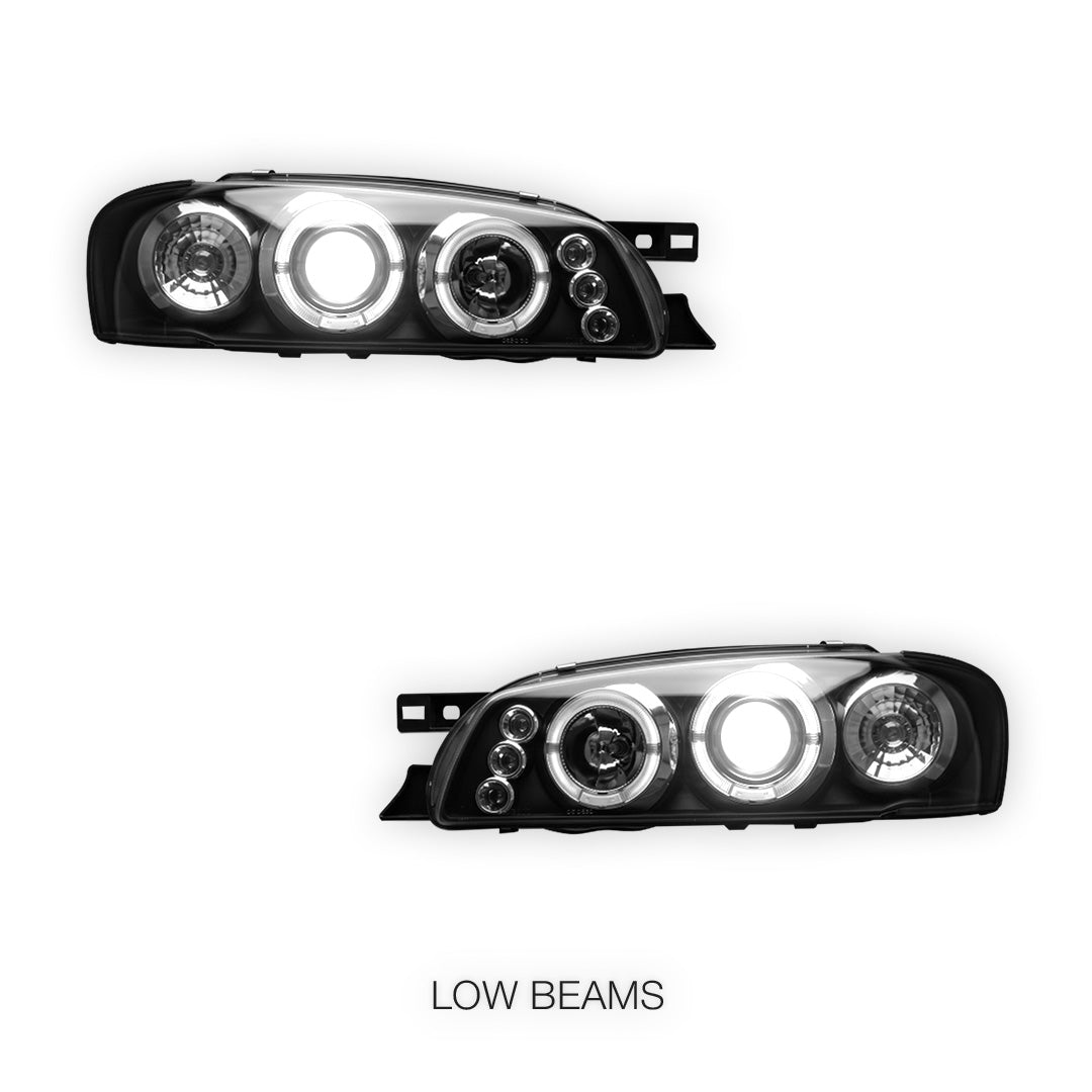 Subaru Impreza WRX GC8 / GF8 (1992 - 2000) Black Angel Eyes Projector Headlights LH + RH